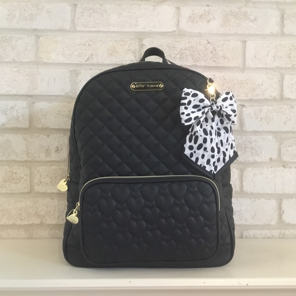 Betsey Johnson Large Black Backpack New